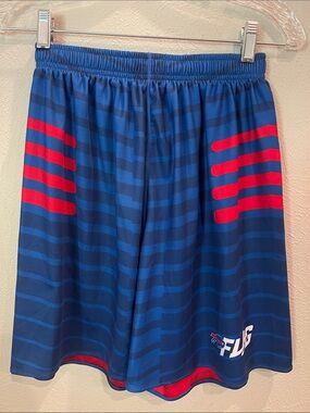 NFF flag football Buffalo Bills shorts with red accents. Youth size medium.